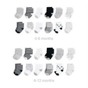 Hudson Baby Unisex Baby Grow with Me Cotton Terry Socks, Gray Black Stars, 0-6 and 6-12 Months